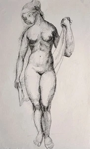 Joli Duo Dessin Nu Féminin Et Masculin A L Encre Année 50-70 - Imagen 1 de 15
