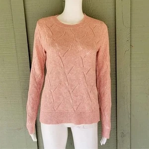 Maglione girocollo Ann Taylor LOFT rosa in maglia media - Foto 1 di 4