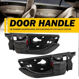 Interior Door Handle For Hyundai 2008-2010 Sonata Set 2 of Rear Black Plastic - Picture 1 of 10