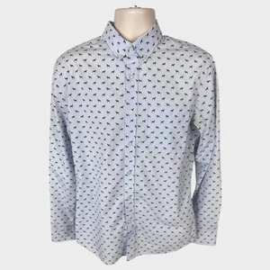 Camisa Banana Republic Mediana Tecnología Elástica Algodón Ajustada Ajuste Flexible Botón Frontal Para Hombre - Imagen 1 de 7