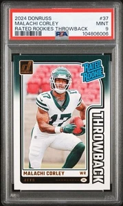 2024 Donruss Throwback Rated Rookie PSA 9 Malachi Corley NY Jets - Picture 1 of 2