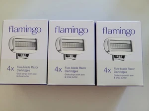 3-FLAMINGO Rasierklingen-Nachfüllpackung Damen 5 Klingen Patrone 4 Stück Aloe & Sheabutter - Bild 1 von 3