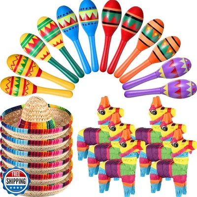 Hungdao 24 Pcs Mexican Fiesta Decorations Includes Mini Donkey Pinata Wooden  - Image 1 of 4