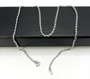 CADENA ACERA CLIP PLANO PEQUEÑA Plata de Ley Sólida 18 pulgadas " COLLAR 925 De Colección - Imagen 1 de 5