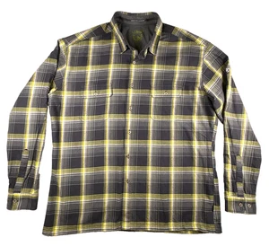 Kuhl Mens XXL Button Up Plaid Flannel Shirt Gray Yellow Cotton Wool Long Sleeve - Picture 1 of 13