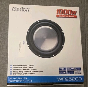 Clarion WF2520D 1000W Max 10"Dual 4Ohm Voice Coil Shallow-Mount Subwoofer - Picture 1 of 2