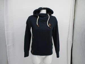 Naketano Hoodie Women Medium Fits Small Navy Blue Logo Hooded Sweatshirt Sweater - Picture 1 of 14