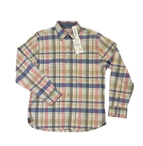 NEU Tommy Bahama Herren M Medium beige pink kariert Mumbai Madras Knopfleiste Hemd - Bild 1 von 6
