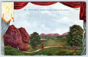 1909 POSTAL ANTIGUA IOOF GRADEE SCENE PARSONS KANSAS LODGE 94 - Imagen 1 de 2