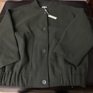 NWT Max Studio Ponte Coat Womens Size Large Loden Green Wool Like $168 D16 - Picture 1 of 9
