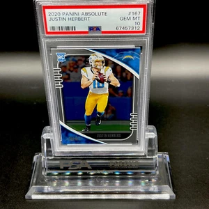 Justin Herbert 2020 Panini Absolute RC PSA 10 #167 Los Angeles Chargers - Picture 1 of 2