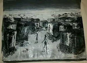 Dipinto olio contemporaneo originale arte moderna haitiana su tela Davidson Haiti - Foto 1 di 1
