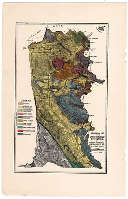 Original 1906 San Francisco geological map & study of the whole peninsula. - Image 1 of 2
