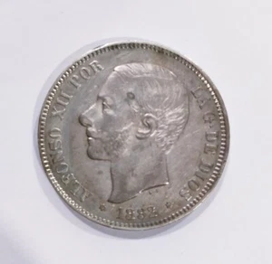 Alfonso XII 5 Peseten 1882 18 82 Ms M EBC - Bild 1 von 3
