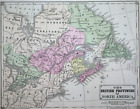 Stara mapa Cowperthwait z 1860 roku ~ BRYTYJSKIE PROWINCJE AMERYKI PÓŁNOCNEJ, KANADA ~Inv #339