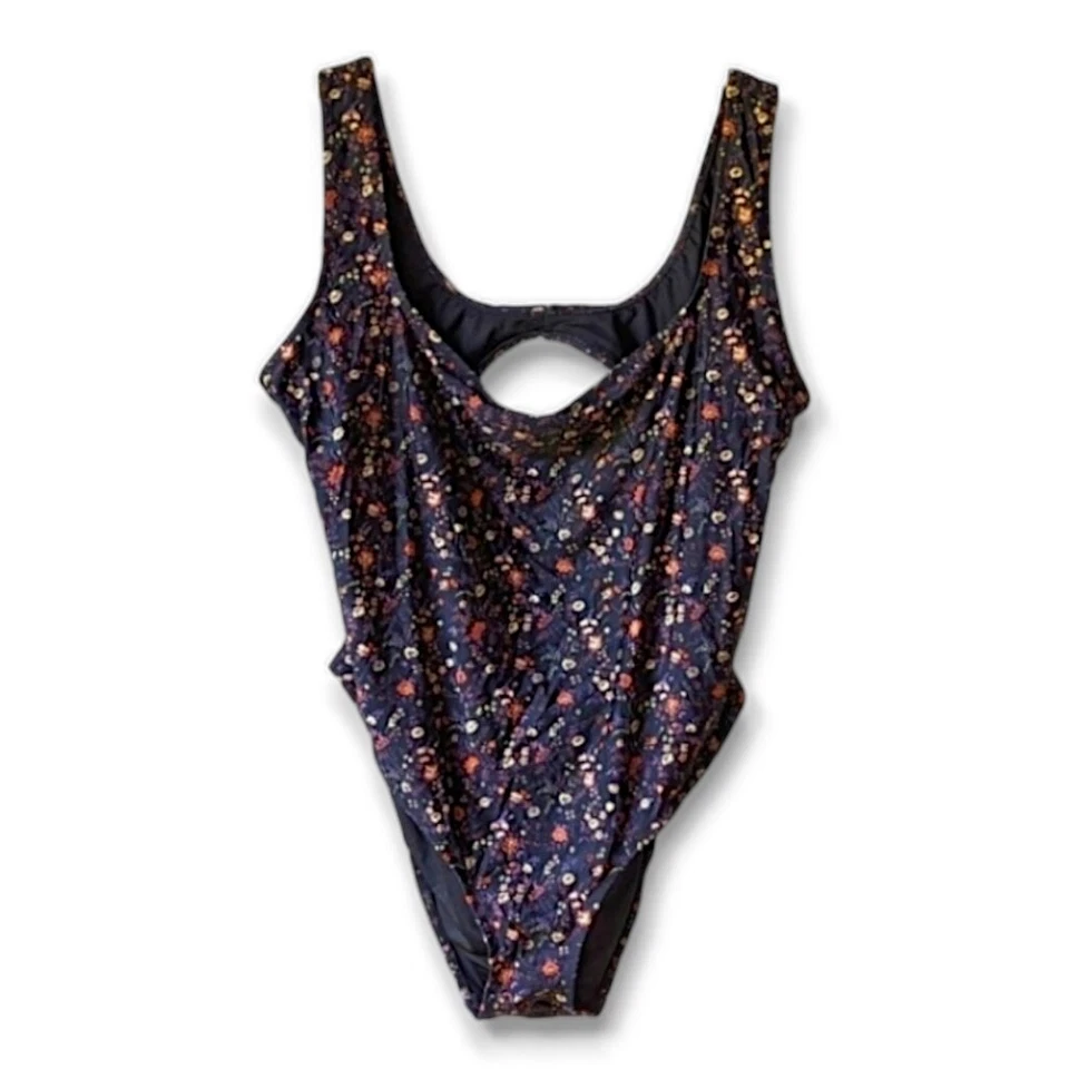 Madewell Cut Out Back Square Neck Tank One Piece Swimsuit Floral Sz 4X NWT - Image 1 of 4