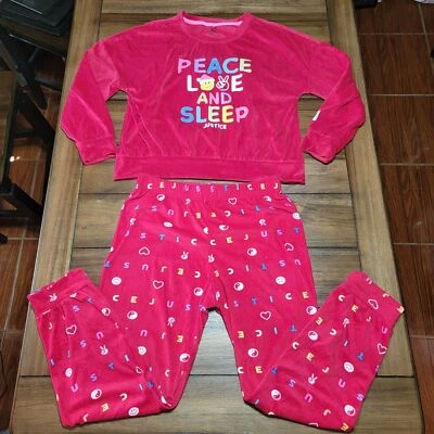 Conjunto de 2 piezas de pijama Justice rojo LS "Paz amor y sueño" - XL (16-18) Foto 1 de 4