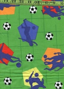 Soccer Sports Games Flannel 100% Cotton Quilt Quilting Fabric 1/3 Yd! - Picture 1 of 1