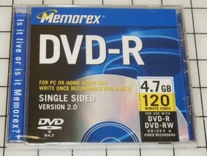 Memorex DVD-R 4.7GB 120 Min Video Single Sided Version 2.0 New Factory Sealed - Picture 1 of 1