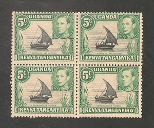 K.U.T. #67 FVF MNH Block - 1938 5c Dhow On Lake Victoria - SCV $20.75 - Picture 1 of 1