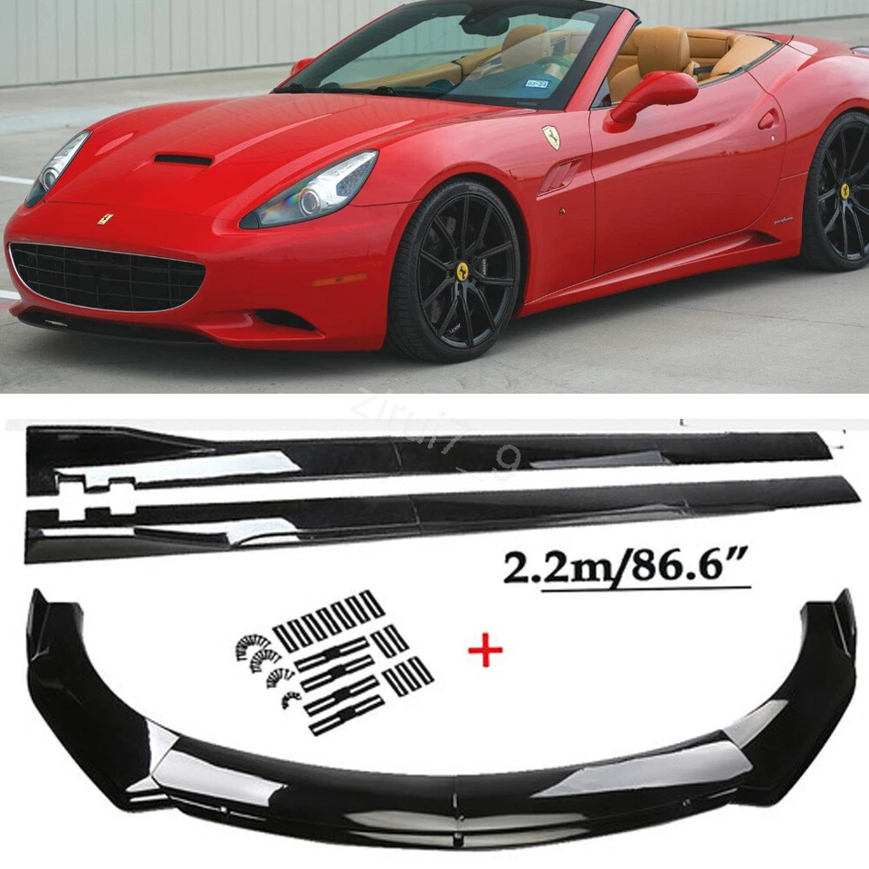 Gloss BLK Front Bumper Lip Splitter Body Kit Side Skirts For Ferrari California Foto 1 de 4