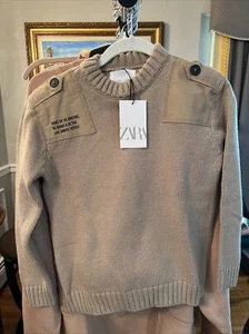 Zara Boys Knit Sweater Size 9. Brown/Khaki Color New With Tags Cute And Stylish - Picture 1 of 7