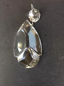 Vintage Crystal Glass Pendalogues Clear Chandelier Teardrop 3'' #510 CZECH - Picture 1 of 12