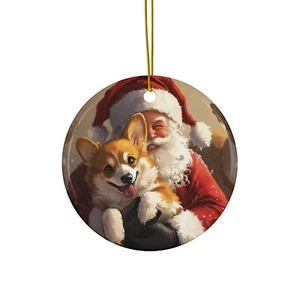 Corgi und Weihnachtsmann Weihnachtsgeschenk Keramik Ornament, 4 Formen - Bild 1 von 4