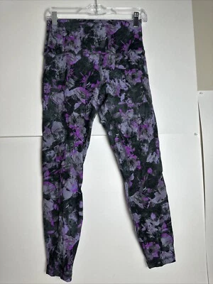 Lululemon Women's Align Pant Black Purple Floral Size 8 Leggings - Image 1 of 4