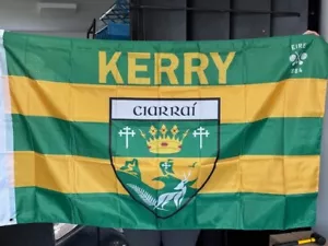 Ireland County KERRY 5 x 3 ft striped Flag County English & Irish Crest - Picture 1 of 2