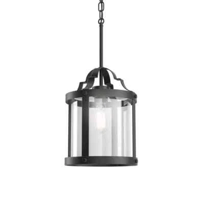 KICHLER Farona 10.5" 1-Light Black Farmhouse Pendant Light Clear Glass Shade - Image 1 of 4