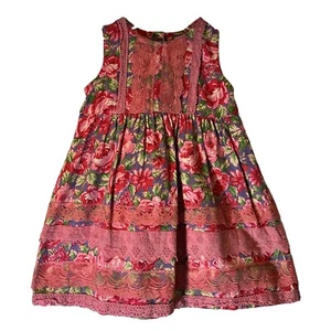 April Cornell rosa Blumen Spitze Kleid Pullover ärmellos Fit Flare Mädchen 12-18M - Bild 1 von 6