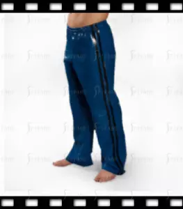 Pantalones sueltos rectos de látex para hombre con adornos laterales pantalones informales personalizados 0,4 mm E48 - Imagen 1 de 4