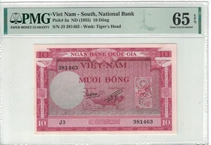 Vietnam South 10 Dong 1955 PICK# 3a PMG: 65 EPQ GEM UNC. #PL1517 - Picture 1 of 2