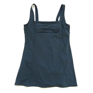 Calvin Klein 1 Piece Swimsuit Modest Skirted Rushed Deep Blue Green Beach Vaca 6 - Picture 1 of 8