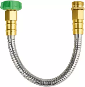 304 Stainless Steel Short Garden Hose 1 Ft with Female to Male Metal Connector, - Picture 1 of 12