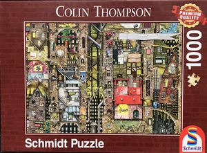 Puzzle Schmidt 1000 pezzi fantastico paesaggio urbano Colin Thompson 2018 RARO - Foto 1 di 3