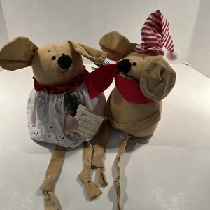 Overly Ranker Weighted Stuffed Plush Christmas Mice Shelf Sitter 5" wide 6" tall - Picture 1 of 11