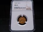 1929 MS63 Indian Quarter Eagle Gold NGC Certified - Bright