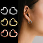 Heart-Shaped 925 Sterling Silver 13MM Charm Huggie Hoop Sleeper Stud Earrings UK