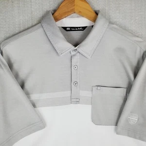 TRAVIS MATHEW x CALABASAS CC Size Large Mens Gray/White Polo Shirt Golf Stretchy - Picture 1 of 19
