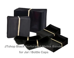 Black Plastic PERFORATED Heat Shrink Bands for Jar / Bottle Caps 6 SIZE CHOICES - Picture 1 of 8