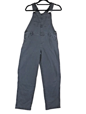 Mono de mezclilla recortado lavado negro con correa ajustable puño enrollado para mujer SONOMA S Foto 1 de 4