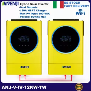 12KW MPPT Hybrid Grid Tie Solar Inverter 230Vac 48V 120A 500Vdc WIFI BMS Support - Imagen 1 de 8