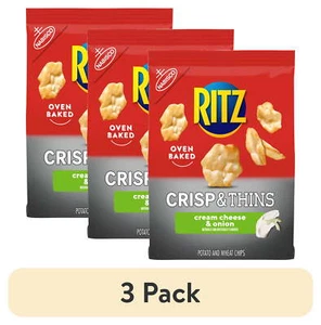 (3 pack) RITZ Crisp and Thins Cream Cheese and Onion Chips, 7.1 oz - Picture 1 of 15