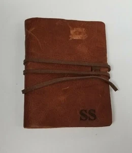 Leather Handmade Notebook Blank Journal Wrap LARP Book Of Shadows S Initial - Picture 1 of 12