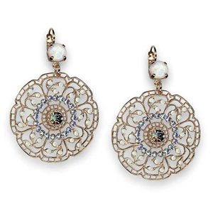 Earrings by Mariana Woman Boho Chic Opal Mineral and Vitral Swarovski Crystals - Picture 1 of 6