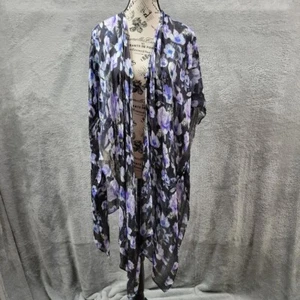 Rebecca Minkoff Ruana Womens One Size Purple Floral Wrap Shawl Moroccan Boho - Picture 1 of 7