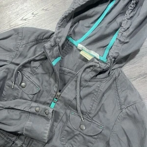 Athleta Womens Jacket Small Gray Asphalt Anytime Anorak 2013 Roll Sleeve Boho - Picture 1 of 8