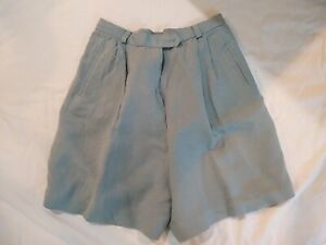 Brooks Brothers Linen/Rayon Size 14 Slate Blue High Waisted Women Shorts